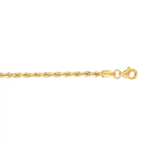 10K Gold 2.5mm Solid Diamond Cut Royal Rope Chain