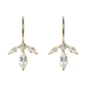 10K Yellow Gold Almond Blossom Moonstone Earrings