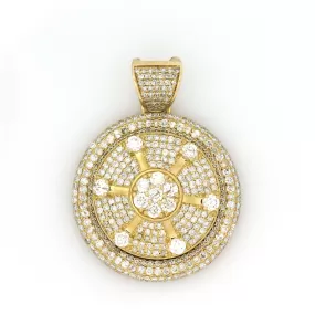 10K Yellow Gold Spinner Medallion Pendant 5 Ctw