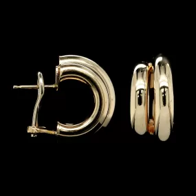 14K Yellow Gold Estate Double Half Hoop Earrings