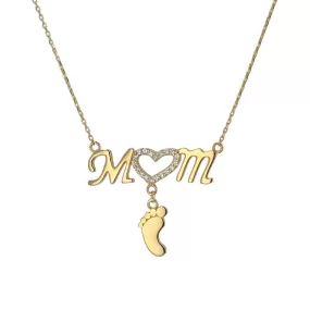 14K Yellow gold mom necklace