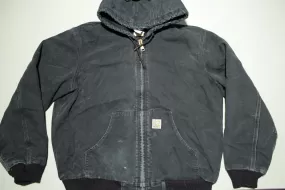 Carhartt J140 Quilted Flannel Lined Duck Active Work Jacket Hooded BLK