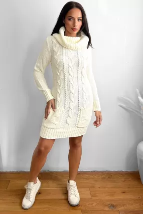 Cowl Neck Pocketed Knitted Dress