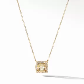 David Yurman Chatelaine Pave Bezel Pendant Necklace in 18K Yellow Gold with Champagne Citrine