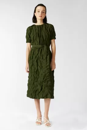 FERNERY DRESS [ Green Cotton, Short Sleeves ]