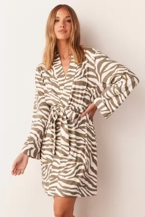 Meadow Classic Short Robe | Sage Zebra