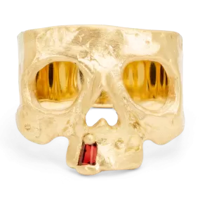 Ruby Snaggletooth Skull Ring - Made to Order