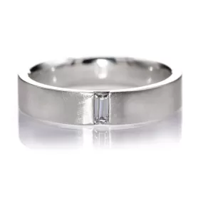 Simple Channel set Baguette Moissanite or Lab grown Diamond Men's Wedding Band, Comfort Fit