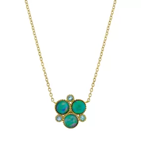 SLOANE STREET 18K YELLOW GOLD ETHIOPIAN OPAL AND BLUE TOPAZ BUBBLE PENDANT NECKLACE