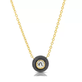 SUNEERA BLACK RHODIUM AND STERLING SILVER JOSS DIAMOND PENDANT WITH 14K YELLOW GOLD NECKLACE