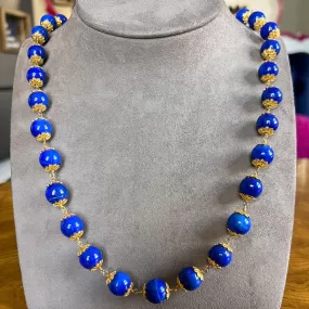 Vintage Lapis Bead Chain Necklace