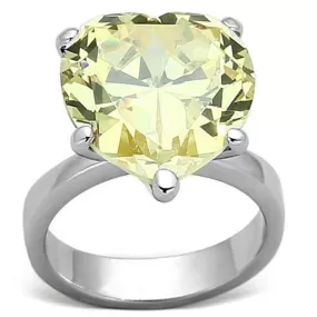 WildKlass 925 Sterling Silver Heart Ring Rhodium Women AAA Grade CZ Citrine Yellow